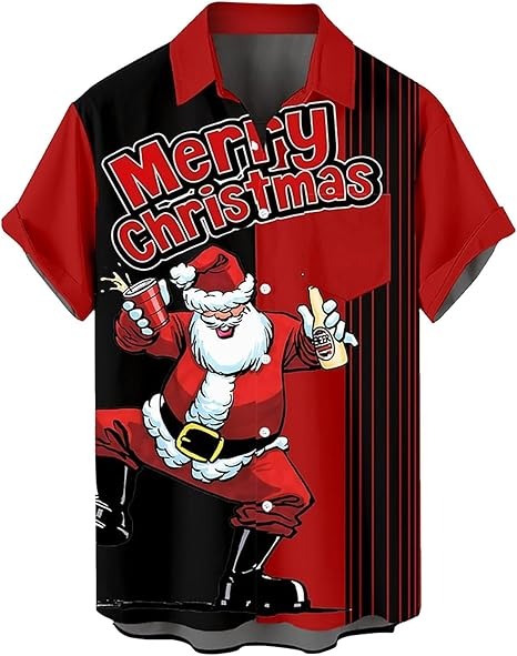 Men's Christmas Funny Graphic Short Sleeve Hawaiian Shirt